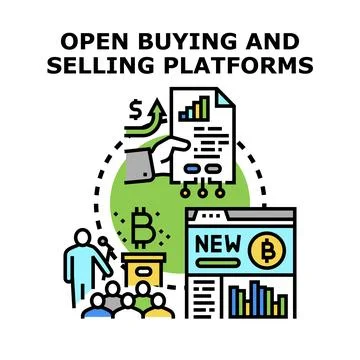 Open buying and selling platforms for digital investments Stock Illustration
