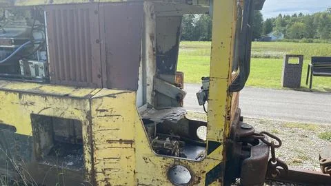 Open Cabin of Old Tractor Stock Photos