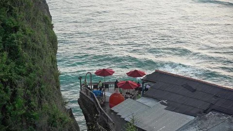 Open cafe on the seashore sun rest beauty beach Stock Photos
