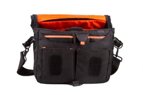 Open camera bag Stock Photos