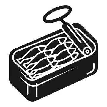 Open can of sardines icon, simple style Stock Illustration