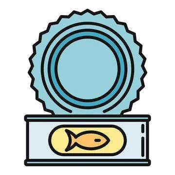 Open canned fish flat design icon on white background Stock Illustration