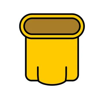 Open canvas bag. Empty package. Yellow sack of fabric. Stock Illustration