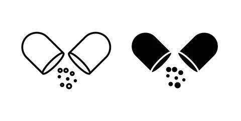 Open Capsule icon in black and white. vector icon pack for websites Stock Illustration