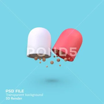 Open Capsule isolated 3d render icon illustration Plantilla PSD