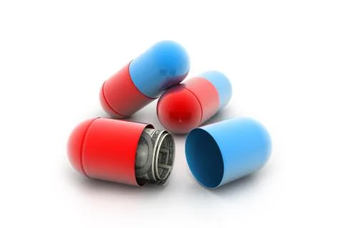 Open capsule with money. Stock Illustration