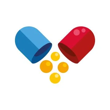 Open capsule releasing medication or supplement contents Stock Illustration