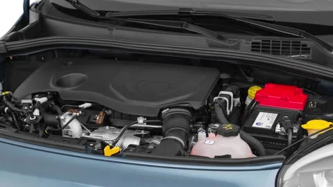 Open car hood with engine close up 2019 Fiat 500X Trekking Stock Footage 159833349