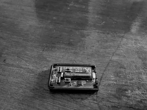Open Car Remote Control Circuit Board with Battery Stock Photos