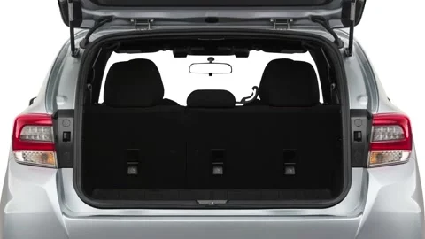 Open car trunk close up Magnetic Gray Metallic 2020 Subaru Impreza 2.0i Sport Stock Footage 160087316