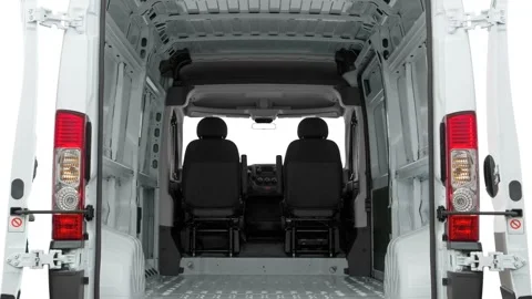 Open car trunk close up Pure White 2016 RAM ProMaster 2500 Cargo High Roof 159WB Stock Footage 159853776