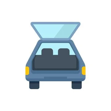 Open car trunk with empty space for luggage back view Illustration