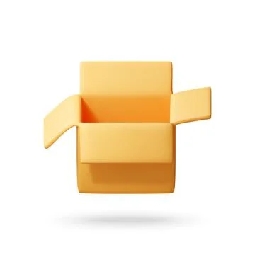 Open cardboard box 3d icon. Stock Illustration