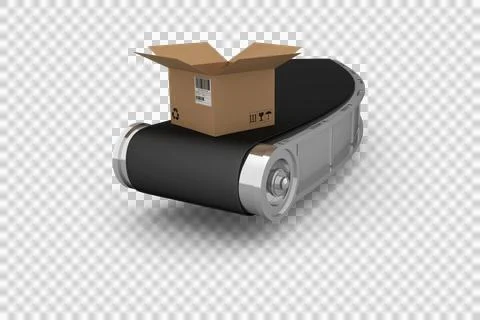 Open cardboard box on 3D production line Stock Photos