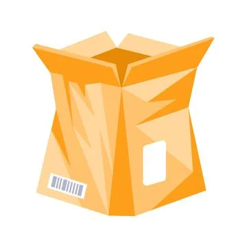 Open cardboard box with barcode waiting for content Иллюстрация