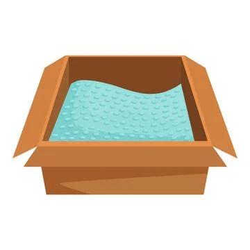 Open cardboard box with bubble wrap for packing fragile items Stock Illustration
