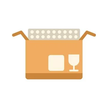 Open cardboard box with bubble wrap packaging icon 库存插图