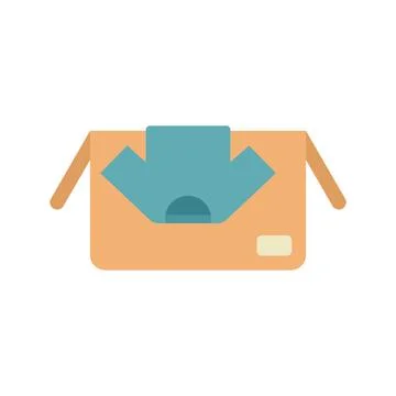 Open cardboard box with clothes inside for donation or delivery to customer Stock Illustration