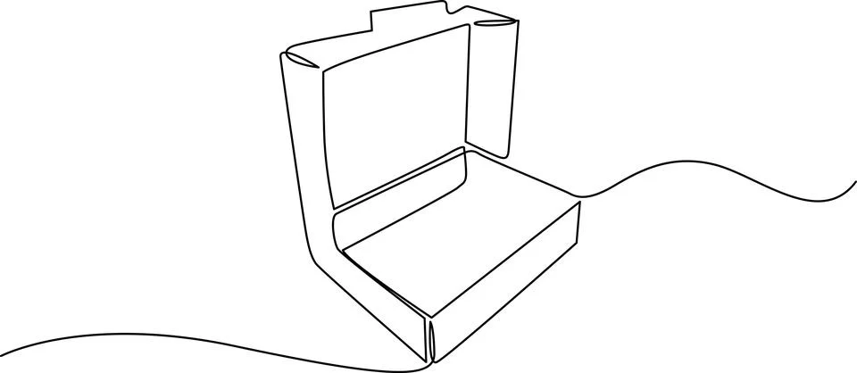 Open cardboard box connected by a flexible cable or strap for secure transp.. Stock Illustration