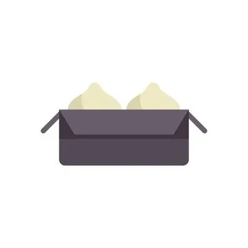 Open cardboard box containing baozi chinese steamed buns Ilustração Stock