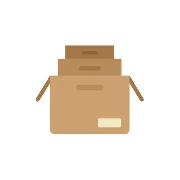 Open cardboard box full of smaller cardboard boxes for storage or moving Illustration