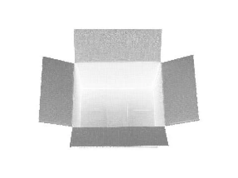 Open cardboard box halftone effect graphic for delivery and shipping concepts Stock Illustration