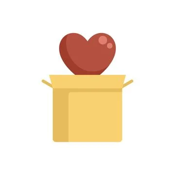 Open cardboard box with heart floating out of it Stock Illustration
