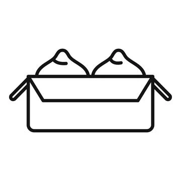 Open cardboard box holding two round objects for shipping and delivery Stock Illustration