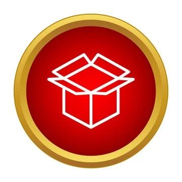Open cardboard box icon red circle delivery package イラスト素材