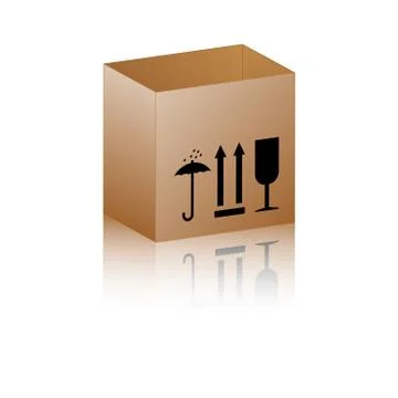 Open cardboard box isolated on white background. EPS10 Vector Stock Illustration