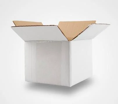 Open cardboard box on plain background Stock Photos