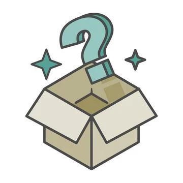 Open cardboard box with question mark Stock Illustration