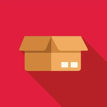 Open cardboard box on red background representing shipping and logistics Stock Illustration