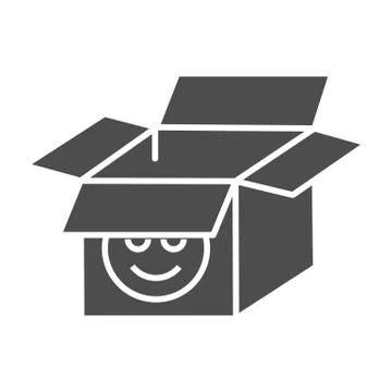Open cardboard box solid icon. Open paper box vector illustration isolated on イラスト素材