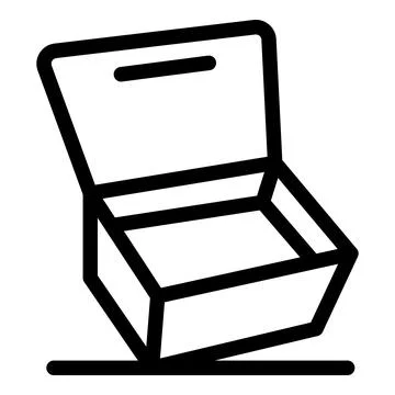 Open cardboard box standing on a surface with lid up Illustrazione stock