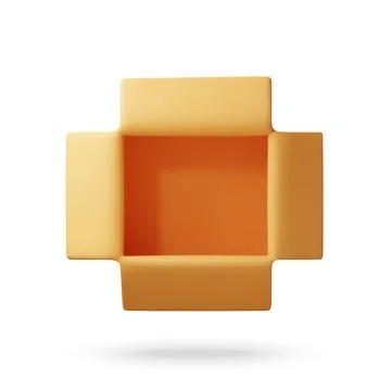 Open cardboard box top view 3d Stock Illustration