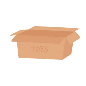 Open cardboard box toy empty icon design white background Stockillustratie