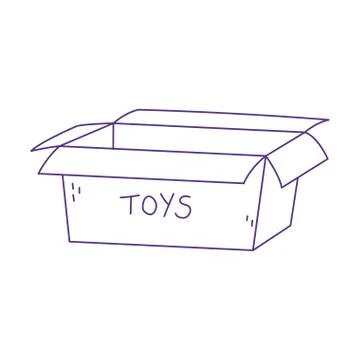 Open cardboard box toy empty icon design white background line style Stockillustratie