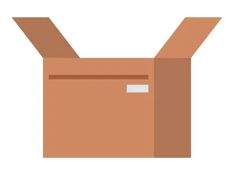 Open cardboard box vector illustration in light brown shades 스톡 일러스트