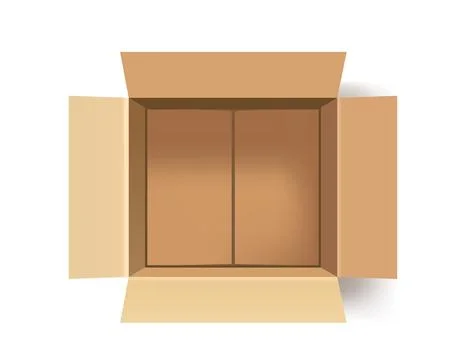 Open cardboard box viewed from top perspective. Vector illustration Stock Illustration