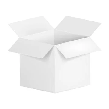 Open cardboard box on white background. Mockup for design. Vector illustratio Stock Illustration