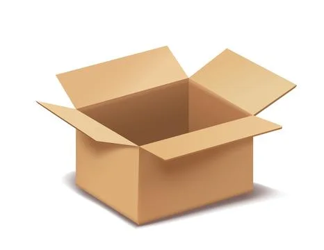 Open cardboard box on white background. Vector illustration Stock Illustration