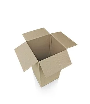 Open cardboard box on white background. for design Stock Photos