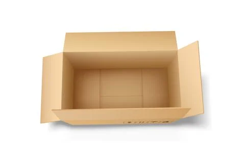 Open Cardboard Box on White Surface Top View Stock Illustration