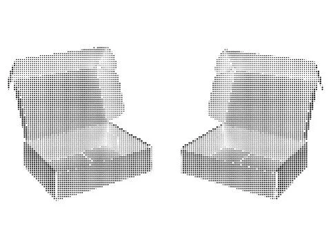 Open cardboard boxes halftone vector graphic elements. Stock Illustration