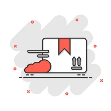 Open cardboard icon in comic style. Shipping box cartoon vector illustratio.. Stock Illustration
