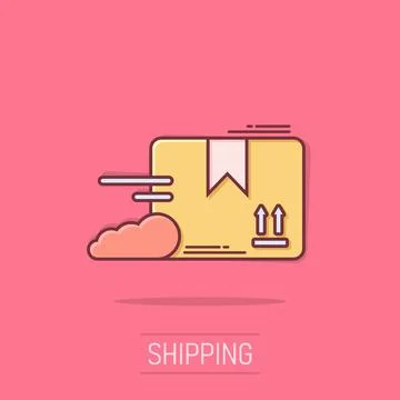 Open cardboard icon in comic style. Shipping box cartoon vector illustratio.. Stock Illustration