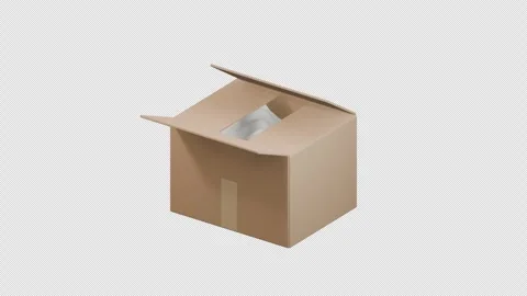 Open Cardboard Parcel Box with White Packing Material Stock Footage 346711308