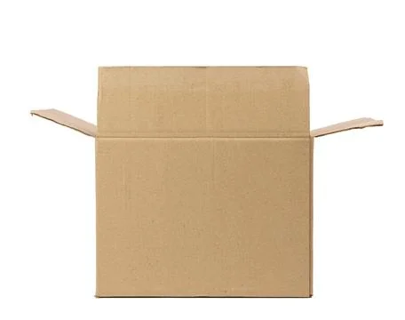 Open cardboard rectangular box made of corrugated brown paper open cardboa... Stock Photos