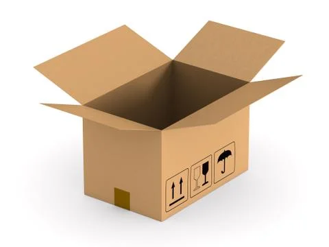 Open cargo box on white background. Isolated 3D illustration 스톡 일러스트